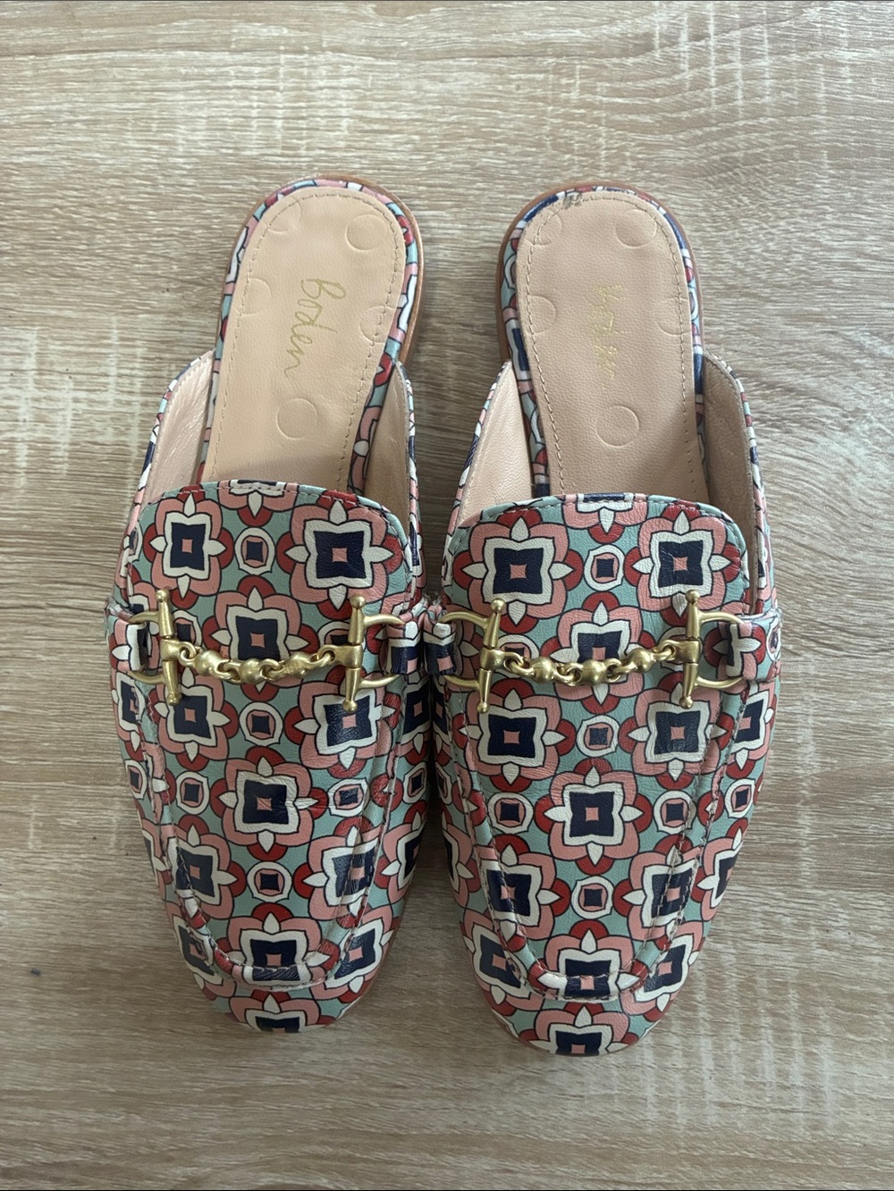 Boden Women's Patterned Slip-On Mules in Coral Multi size 6